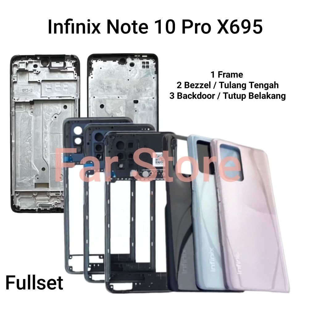 Fullset / Frame / Backdoor / Bezzel Infinix Note 10 Pro X695 /X695C /X695D Frame Tulang Tengah / Bez