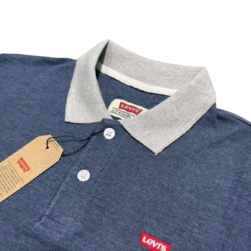 Kaos Kerah LV Pria Logo Bordir Lengan Pendek Casual Distro Terlaris