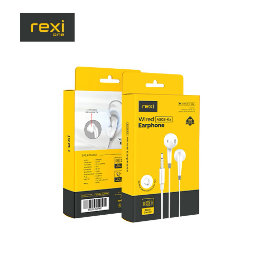 Rexi AS08-Kx Earphone Wired Bass Stereo , Headset Wired Bass AS08k