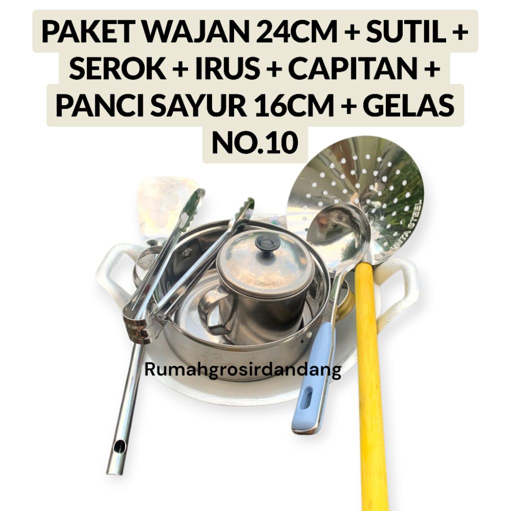 wajan aluminium cor paket lengkap / wajan cekung