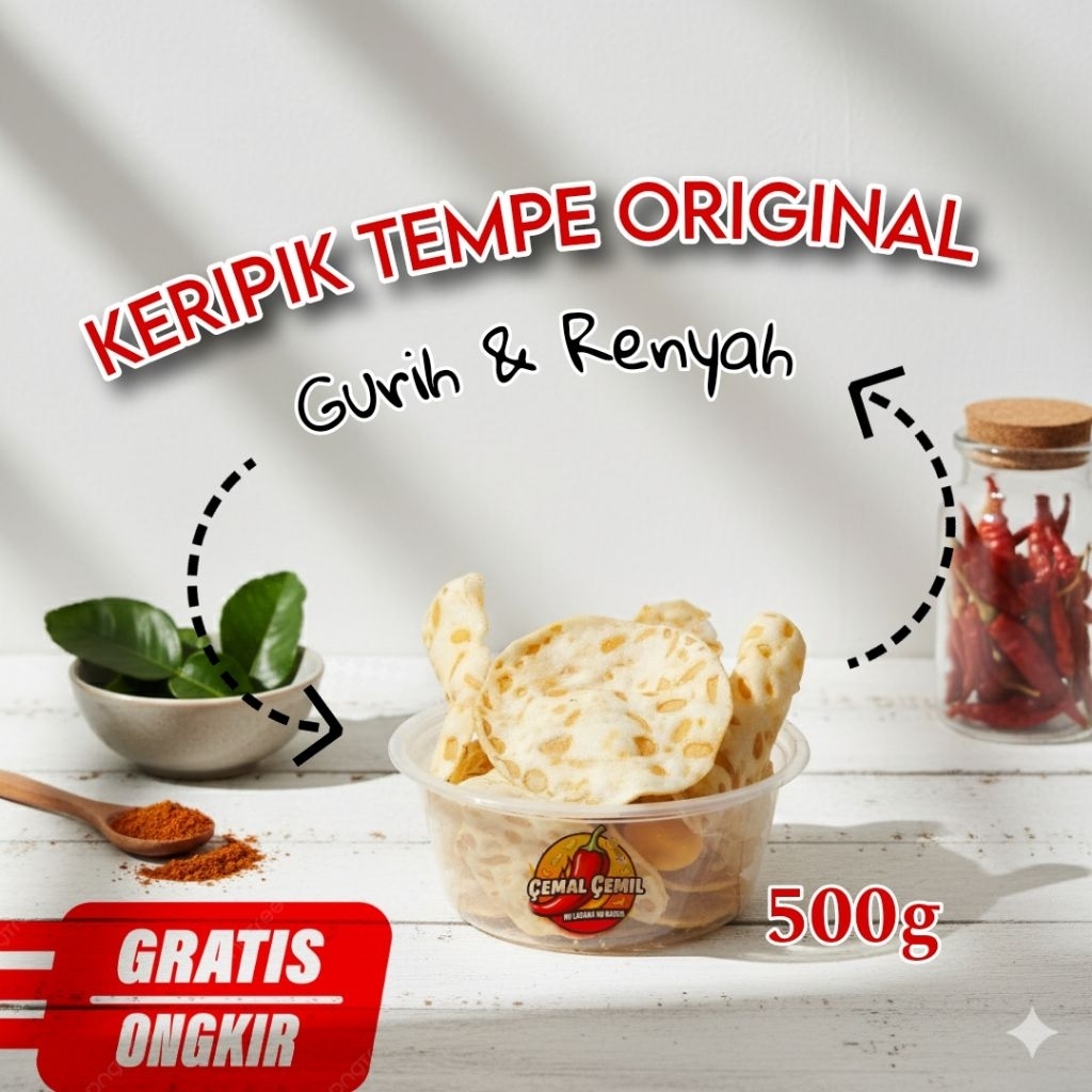

KERIPIK TEMPE ASIN GURIH RENYAH 500g BY CEMAL CEMIL SNACK
