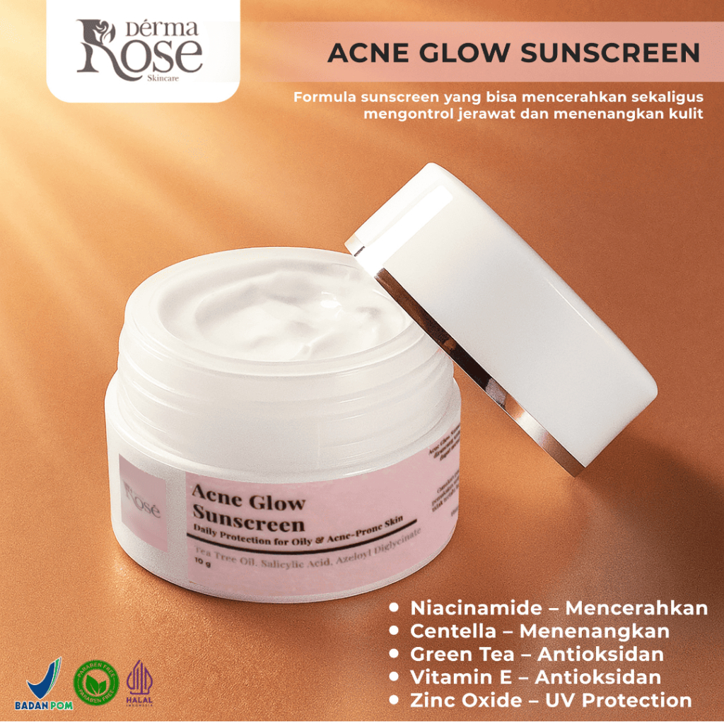 Acne Glow Sunscreen | Tea Tree Oil & Niacinamide | UV & Acne Protection | Derma Rose Skincare