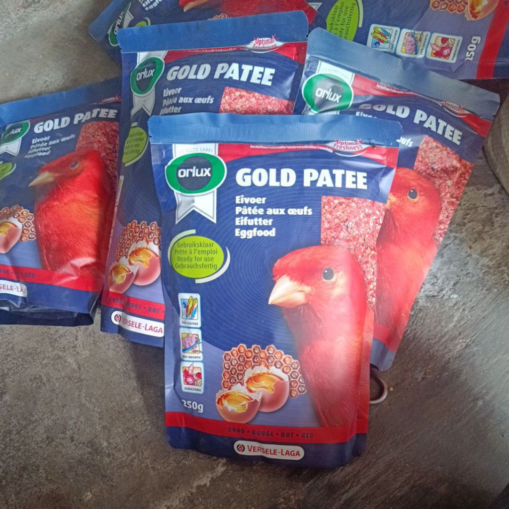 Gold Patte Red Versele Laga Pakan Burung Kenari Merah Lovebird import original