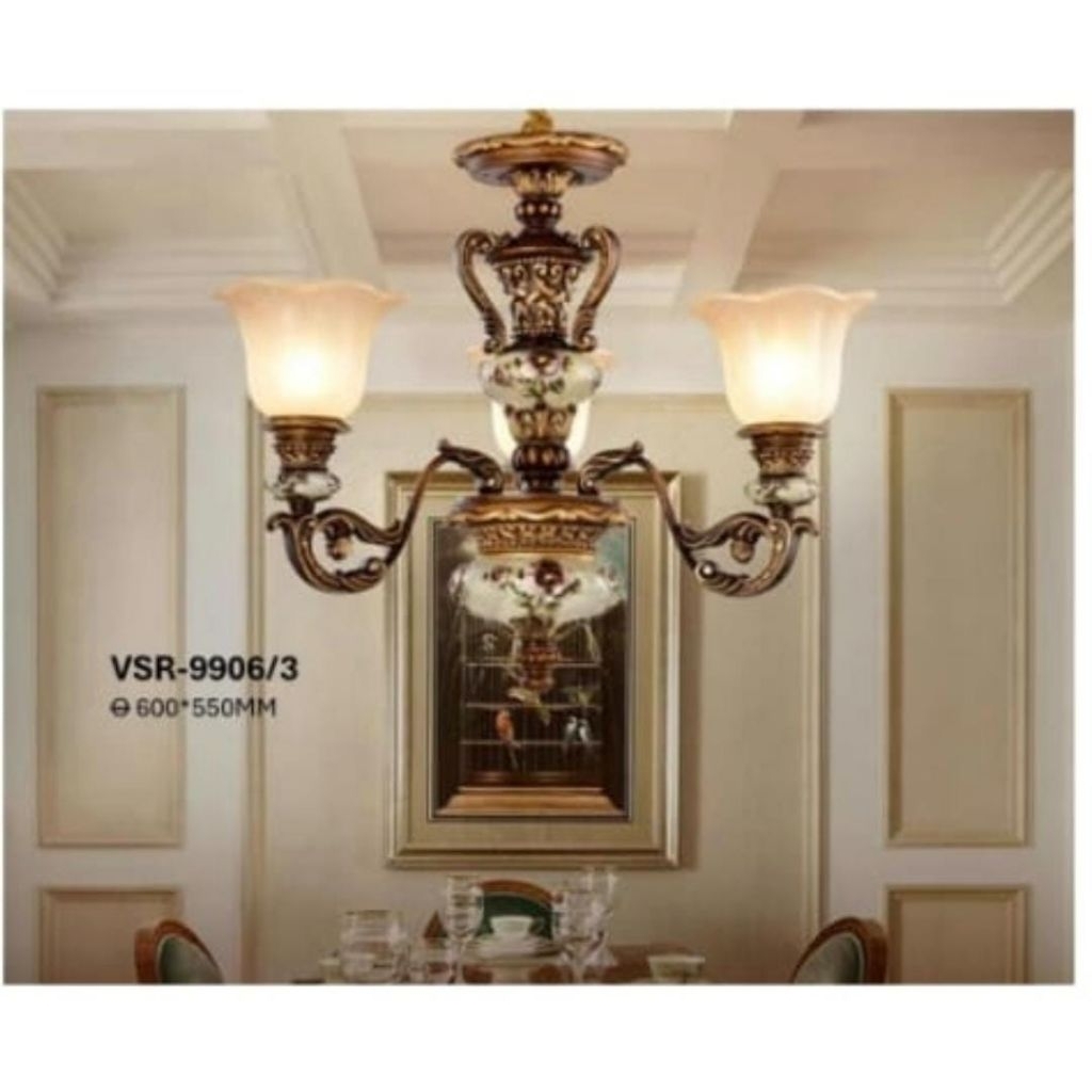 Lampu Gantung Hias Klasik Modern Meja Makan Kamar Tidur 3 Lampu Mewah