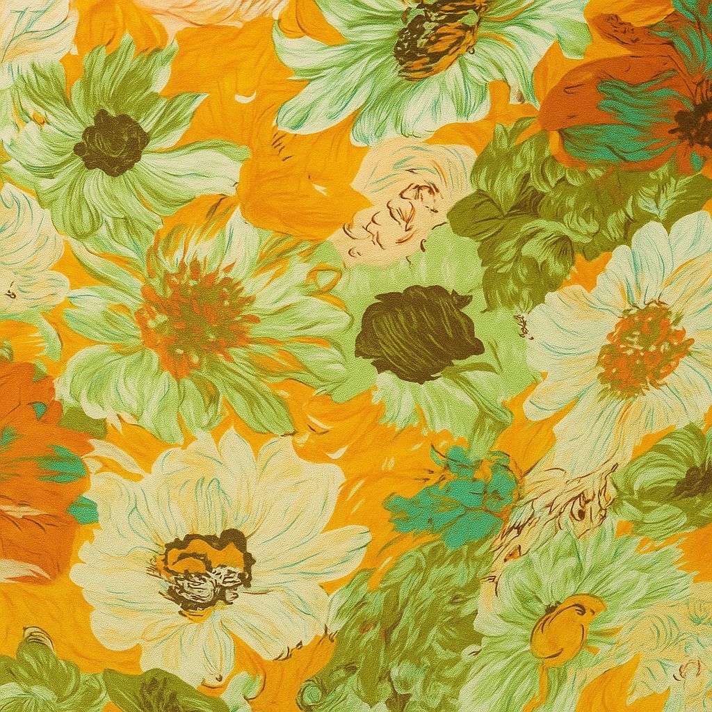 Kain katun silky motif bunga besar premium / bahan katun silky motif bunga besar premium