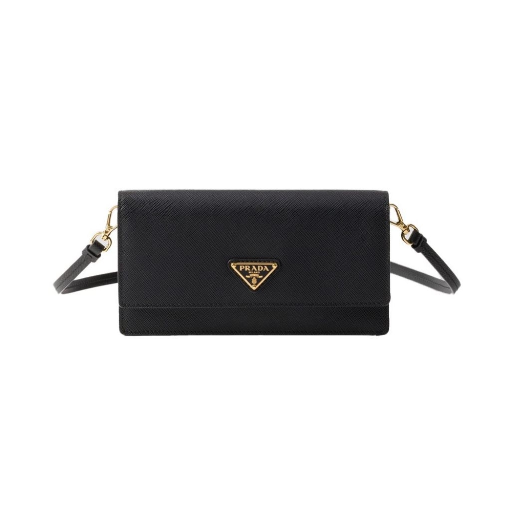 Prada Triangle Logo Saffiano Leather Mini Crossbody Bag Black