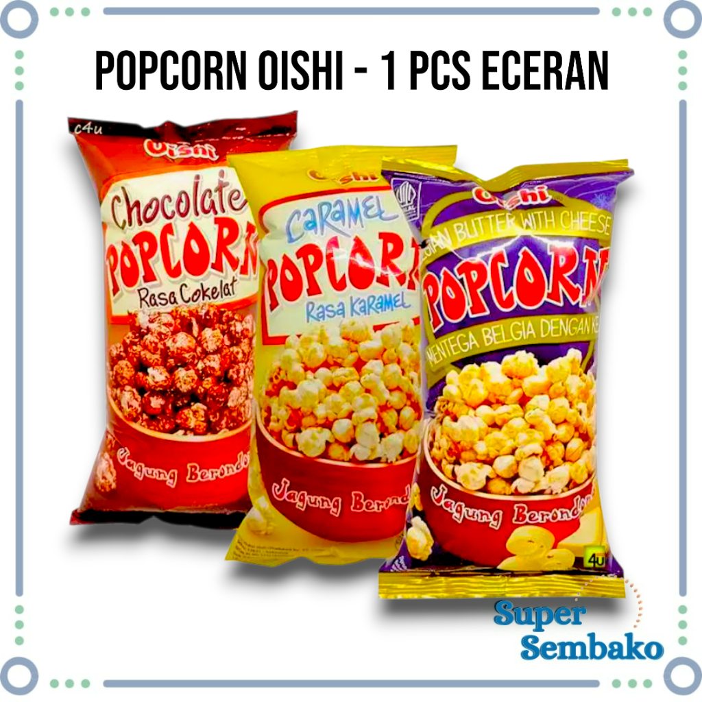 

Snack Makanan Ringan Popcorn Oishi [ECEREAN 1 BUNGKUS] Rasa Caramel Belgian Butter With Cheese 20g