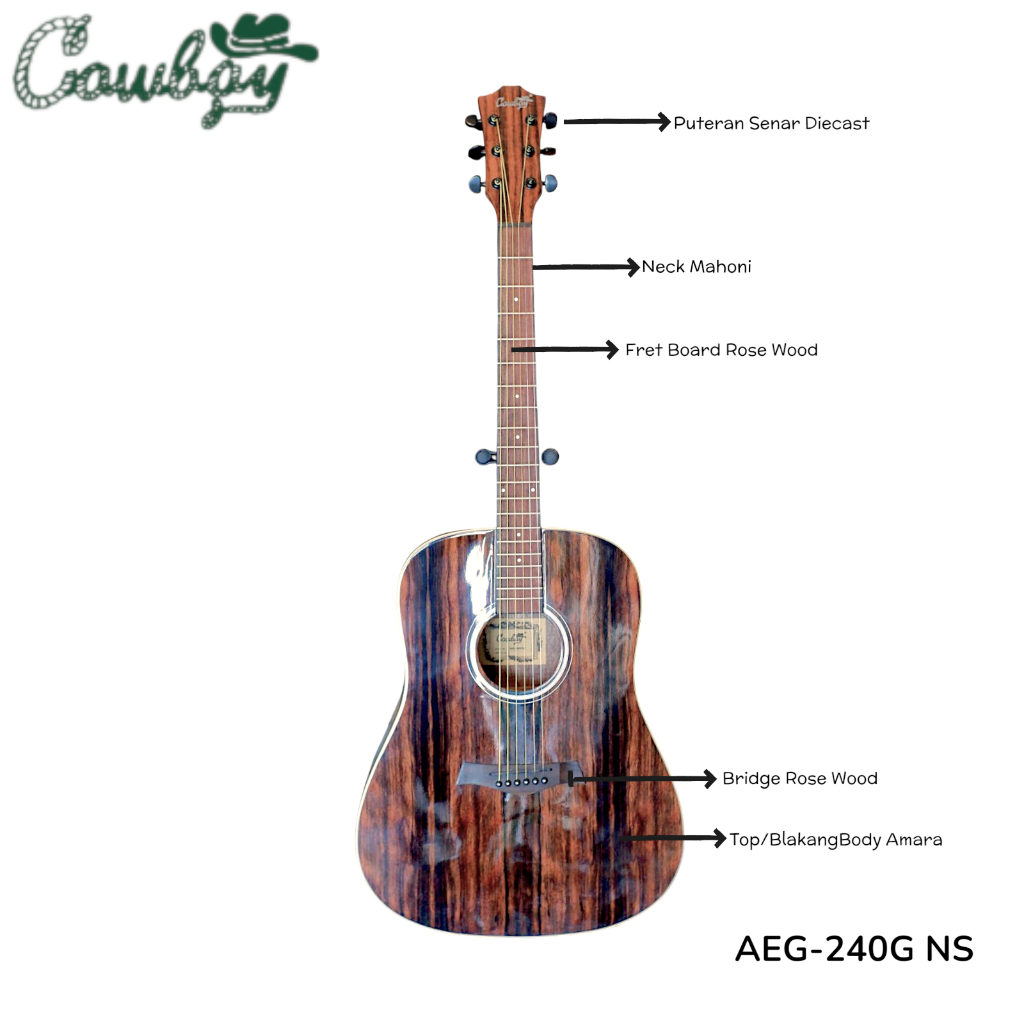 Gitar Cowboy AEG-240G Ns, Gitar Cowboy, Cowboy Gitar, Guitar Cowboy, Guitar Acoustic Cowboy, Gitar A