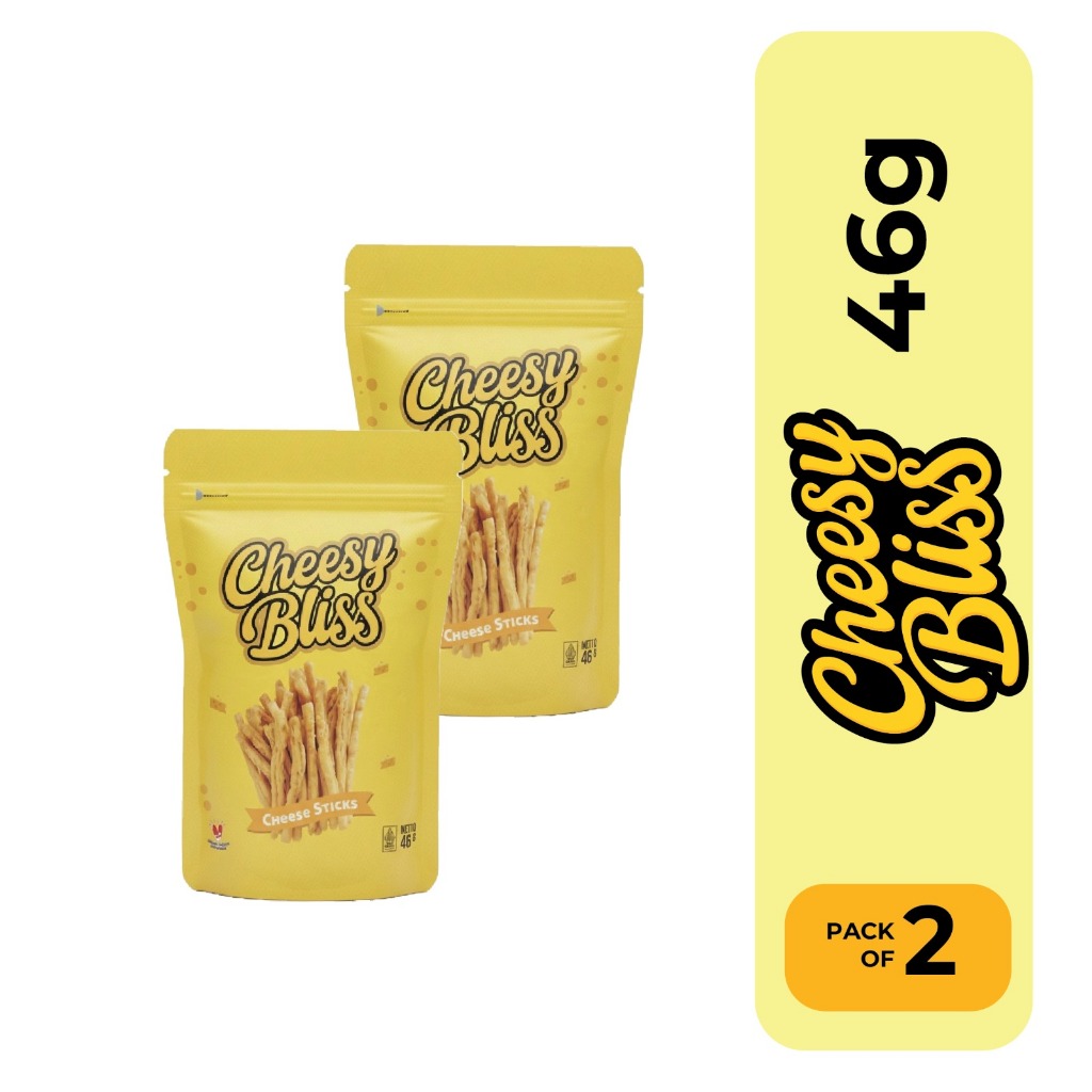 

Cheesy Bliss - Cheese Sticks Snack 46g x 2 - Keju Premium Renyah Sensasi Ledakan Rasa Halal Terbaik Pack of 2