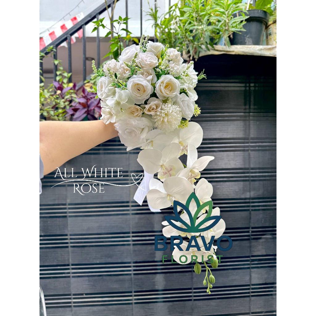Wedding Handbouquet Juntai Casade Buket Bunga Pernikahan Artificial - Buket Pengantin Anggrek - Buke