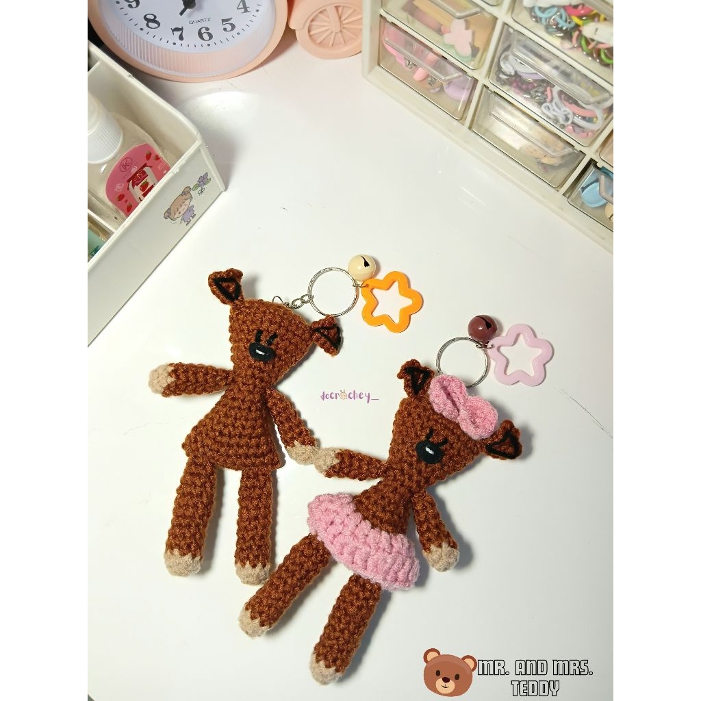 [docrochey_] Amigurumi Teddy Bear Rajut | Ganci Rajut Teddy Bear Couple | Gantungan Tas Teddy Bear R