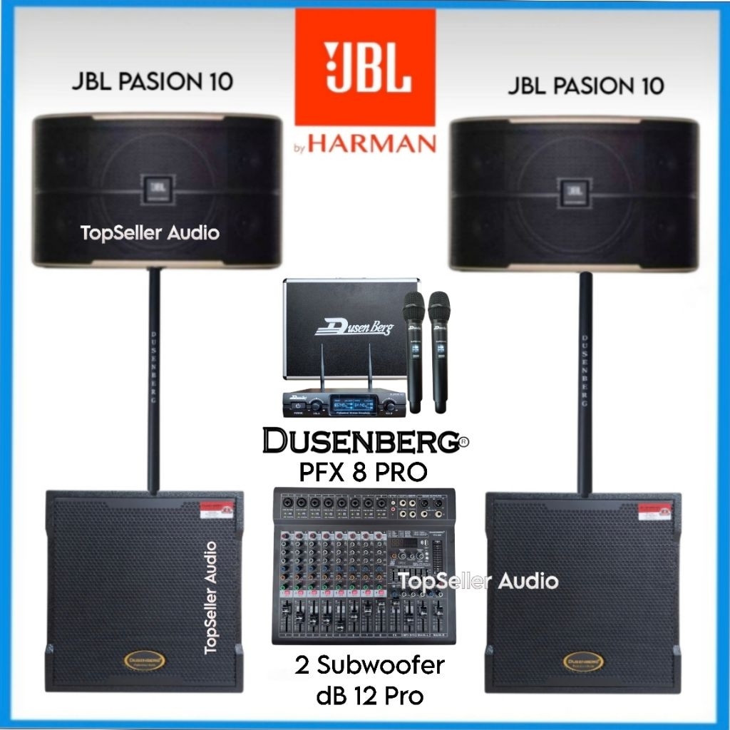 Paket Sound System Karaoke & Live Musik Dll Speaker JBL PASION 10 Original 2 Subwoofer Aktif DusenBe