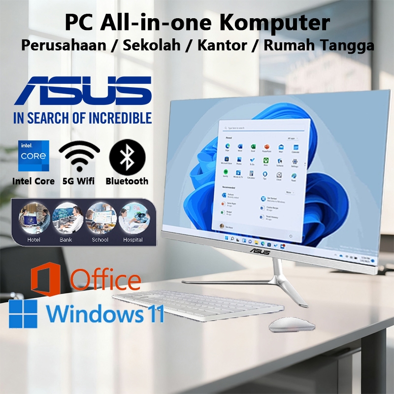 ASUS Merakit Komputer Full Set All-in-One PC Baru, Prosesor Core i3/i5/i7, RAM 16G, SSD 512G, Inci P