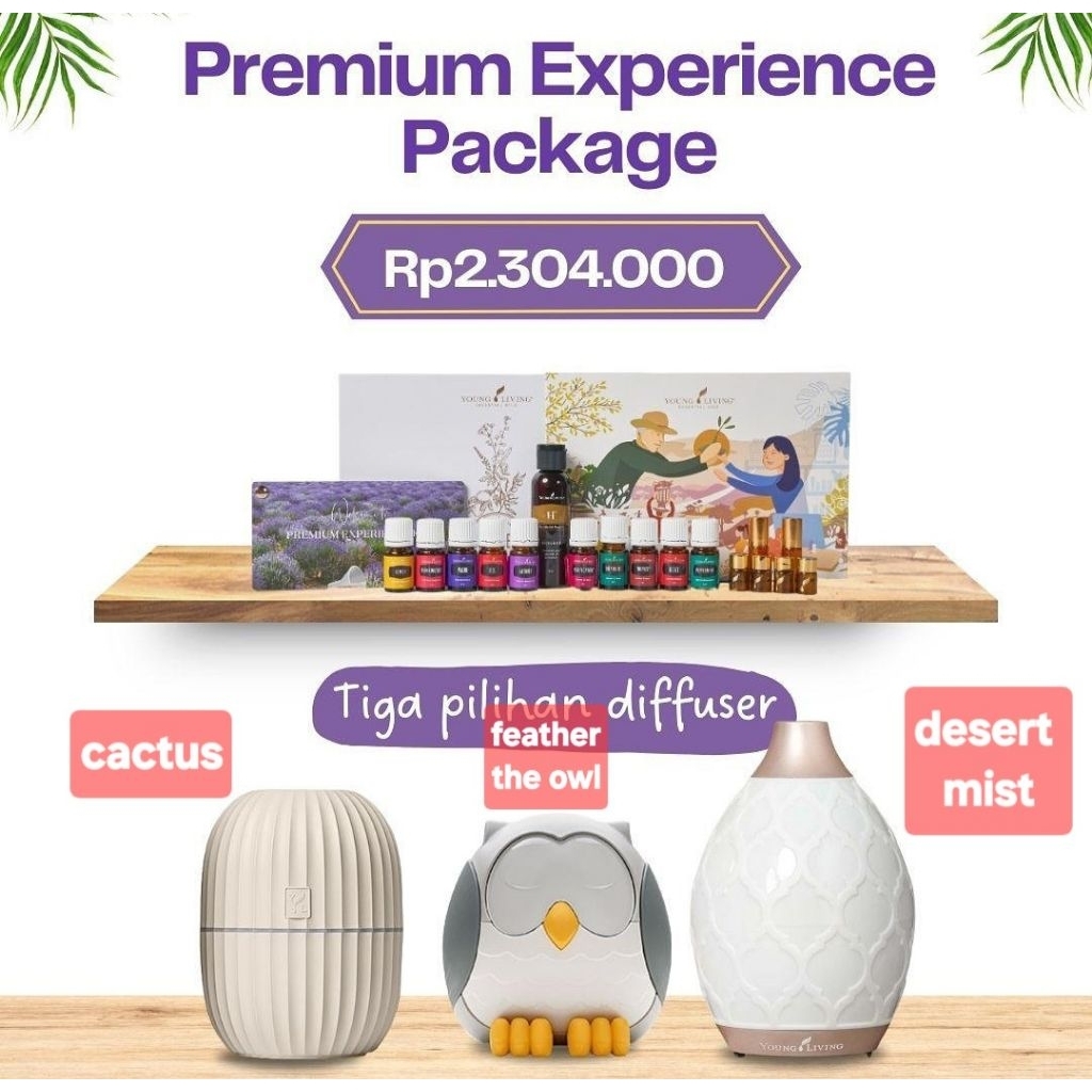 YOUNG LIVING PREMIUM STATER KIT EXPERIENCE PACKAGE  PEP || 1 BOX EO + 1 DIFFUSER  dessert mist / fea