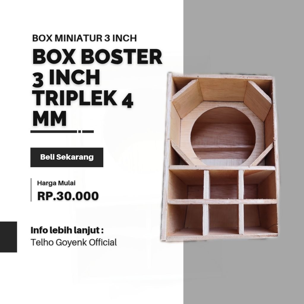 Box Speaker Miniatur 3 Inch Booster | Triplek 4 mm | Ukuran Custom Miniatur | Bonus Grill & Busa