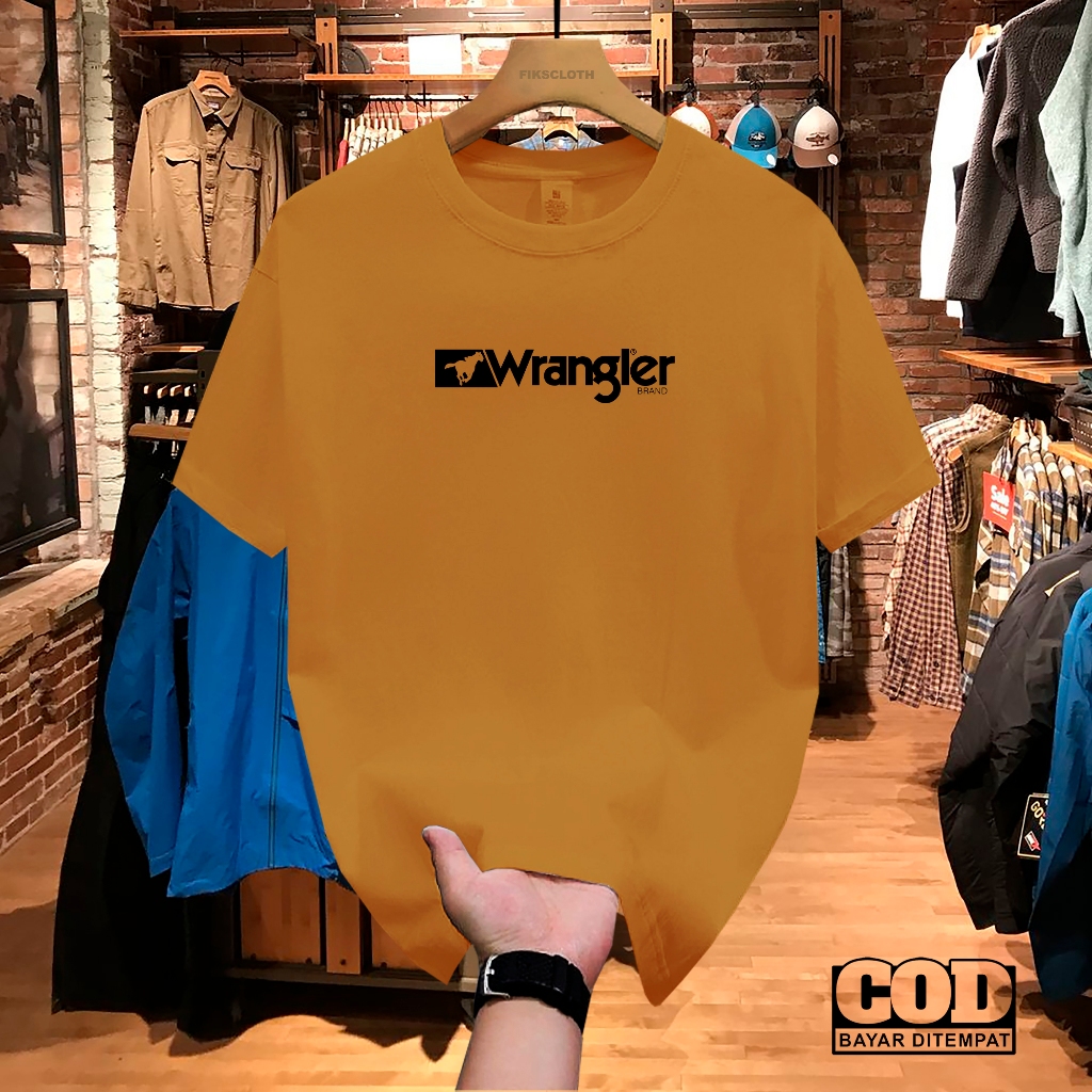 COD ..!! Kaos Pendek Wrangler Motif Hitam Kaos Atasan Pria Wanita Premium Unisex Pakaian Berkualitas