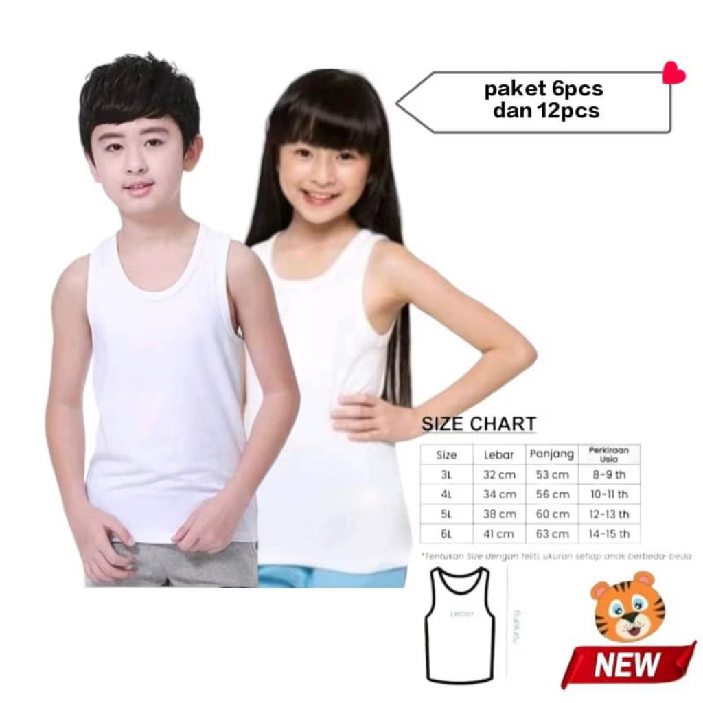 Singlet Perlusin Singlet Reamaja 8-15 Tahun Anak Tanggung Remaja Singlet Anak Remaja Kaos Singlet