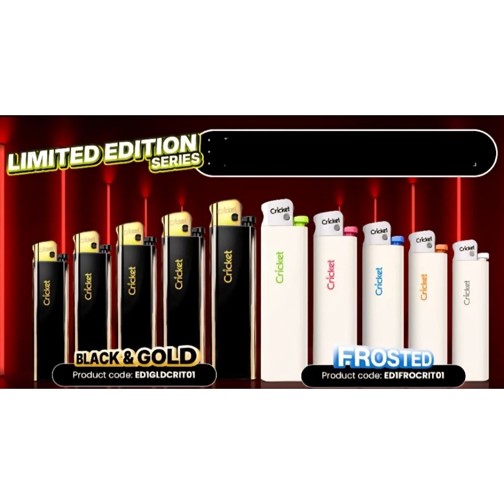 Korek Gas Cricket Limited Edition – Black & Gold / Frosted