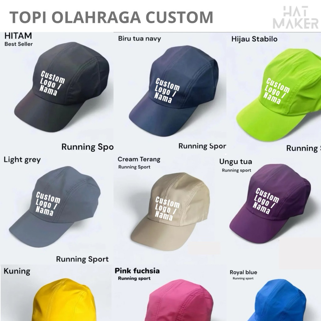 Topi Olahraga Custom Topi Senam Topi Sepeda Topi Golf Pria Wanita Custom Nama Logo Terlaris