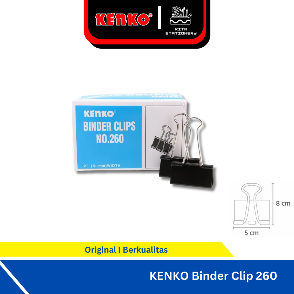 

Kenko Penjepit Kertas / Binder Klip / Clip no 260 - 1 Pack isi 12