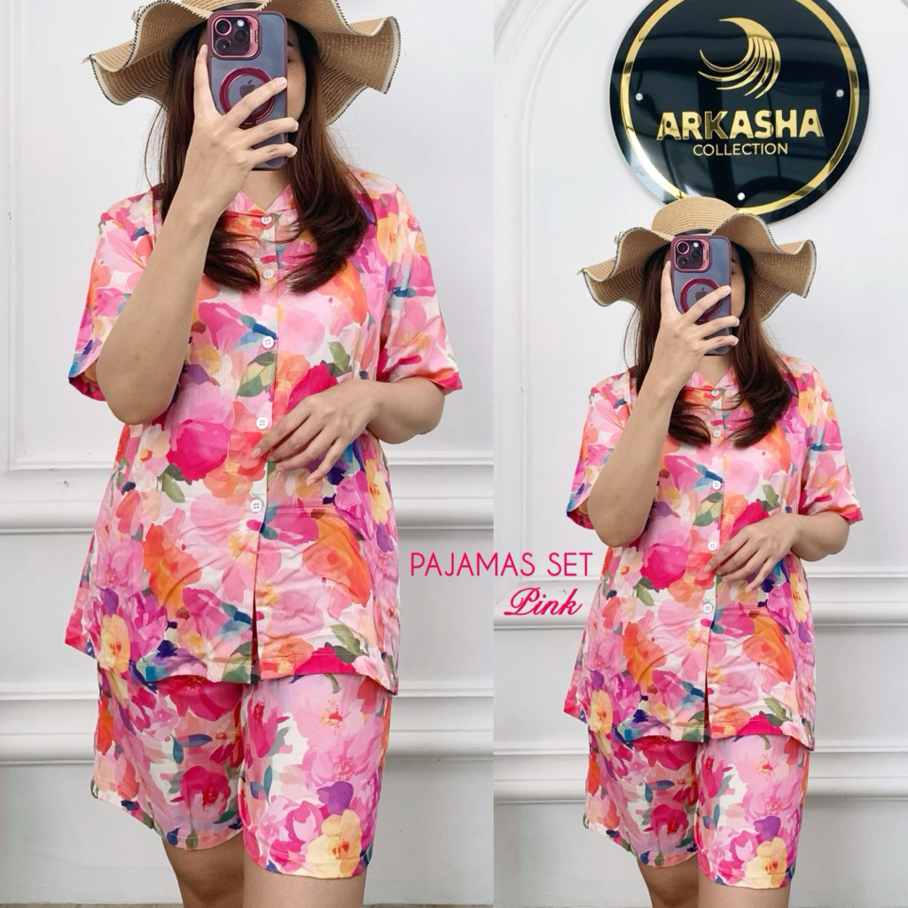 PAJAMAS SET - oneset rayon premium grade A by Arkasha Collection setelan wanita lengan pendek bahan 