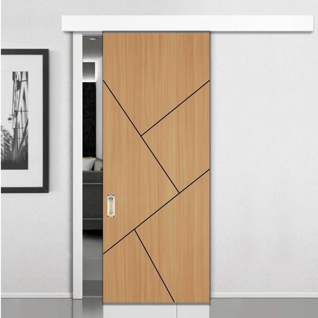 satu set pintu Sleding/Geser dari daun pintu, rel sliding, kunci sliding, dan 2 pcs handle tanam