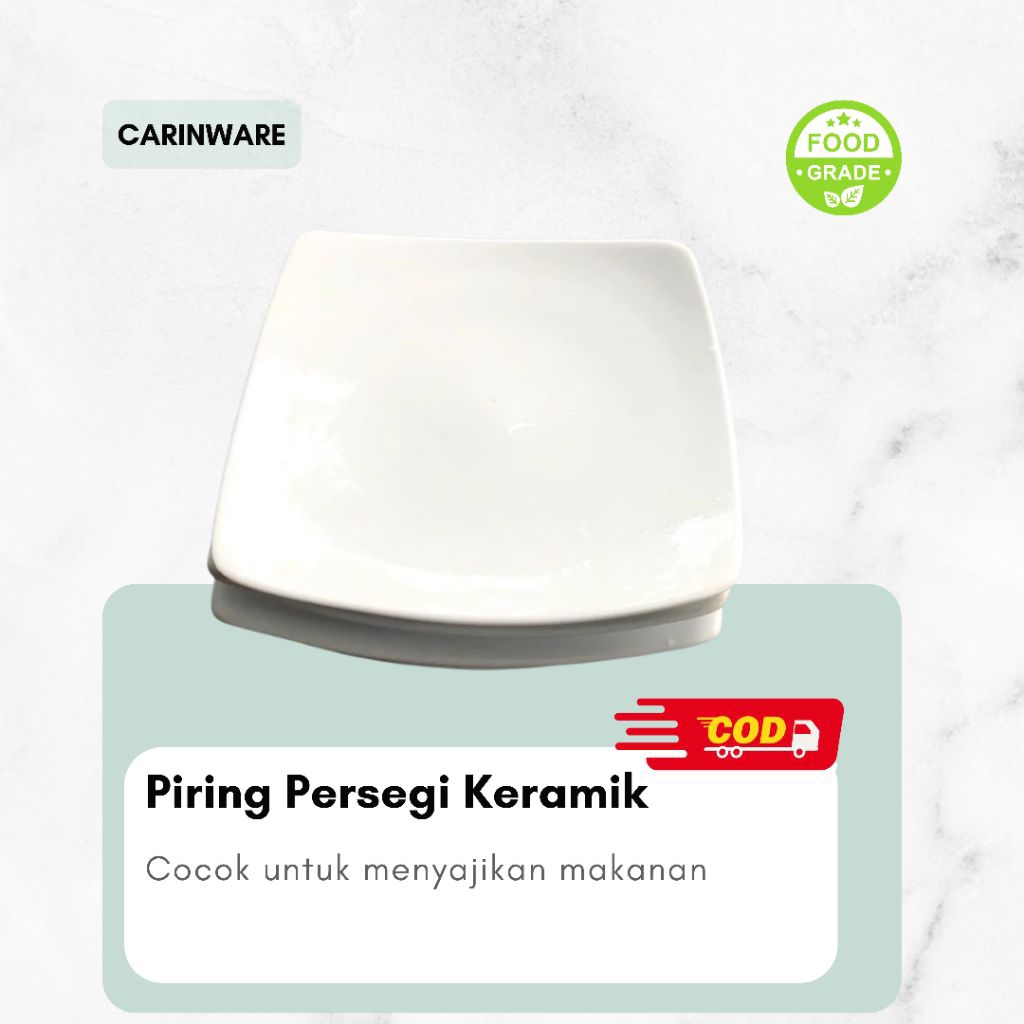 Carinware piring keramik cream segi empat 26cm 10 inch