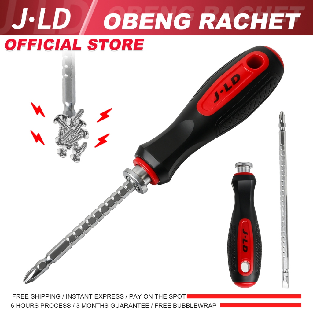 JLD Obeng Rachet Magnetik Super Kuat, 2in1 Teleskopik Panjang Bisa Diatur, Praktis untuk Reparasi & 