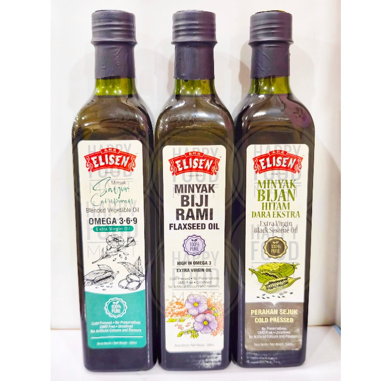 

[HALAL] ELISEN FLAXSEED OIL 500 ML/EXTRA VIRGIN BLACK SESAME OIL/BLENDED VEGETABLE OIL OMEGA 3 6 9/MINYAK BIJI RAMI/MINYAK WIJEN HITAM/MINYAK SAYUR SEHAT