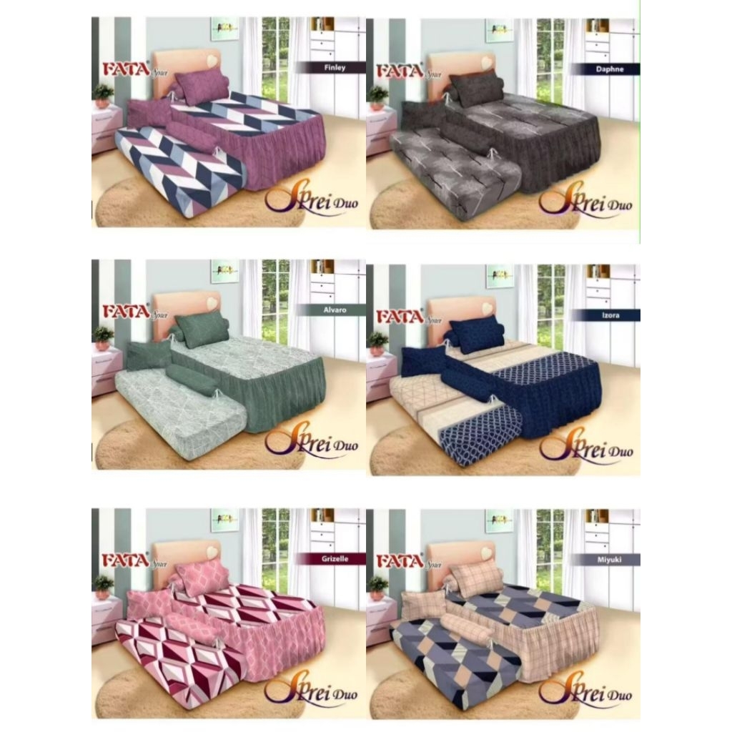 Sprei Sorong 2in1 atas bawah Fata Motif Rumbai 120x200x25 set Sarung Bantal dan Guling