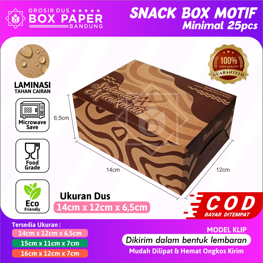 Dus Snack Box  Motif Batik Selamat Menikmati Kraft 290gsm Kotak Kue Fried Chicken box Snack Hajatan