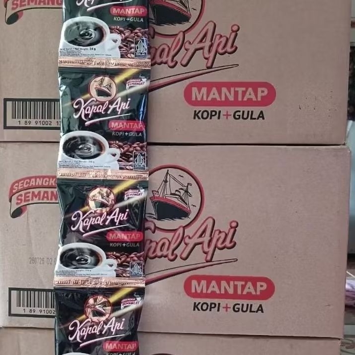 KOPI KAPAL API "MANTAP" KOPI + GULA (1 DUS  12 RENTENG)