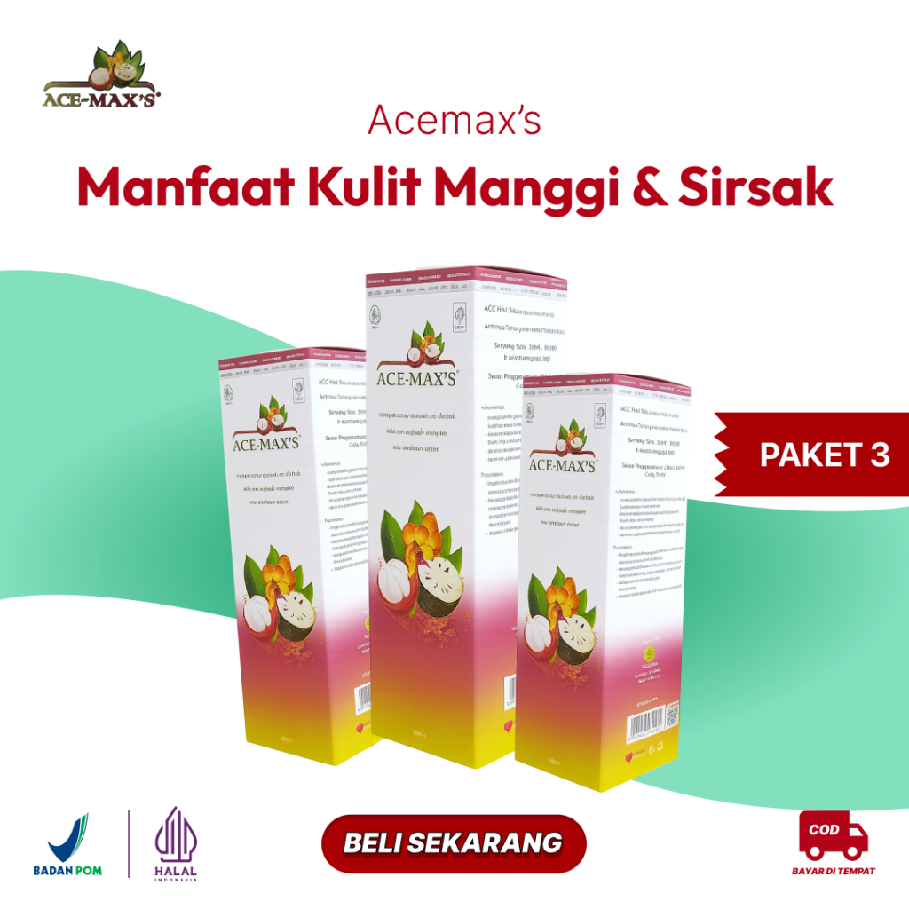 

ACEMAX'S - Paket 3 Sari Kulit Manggis & Sirsak 100% ORIGINAL - BPOM
