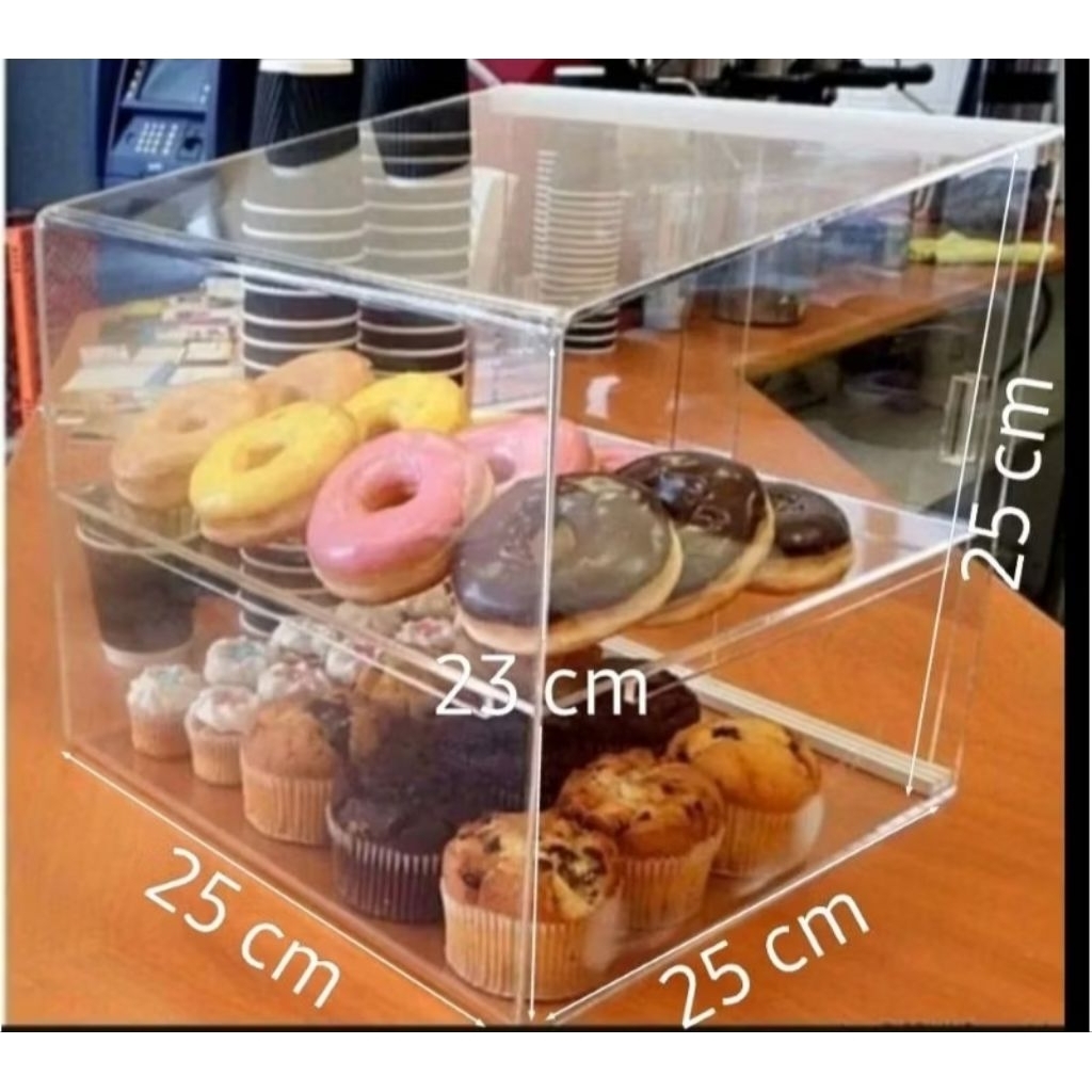 Akrilik Kaca Serbaguna / Akrilik Donat / Etalase Jualan Mini /Etalase Donat