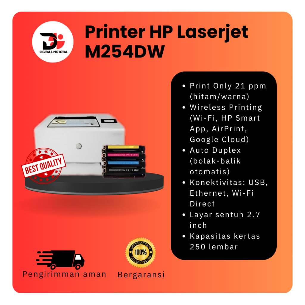 Printer hp color laserjet pro m254dw printer laserjet hp warna wireless second bergaransi termurah