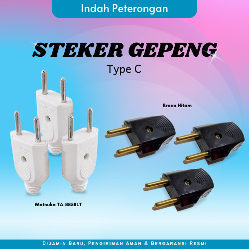 STEKER GEPENG HITAM BROCO/COLOKAN LISTRIK/STEKER MURAH/STEKER LISTRIK/STEKER BROCO/TUSK KONTAK