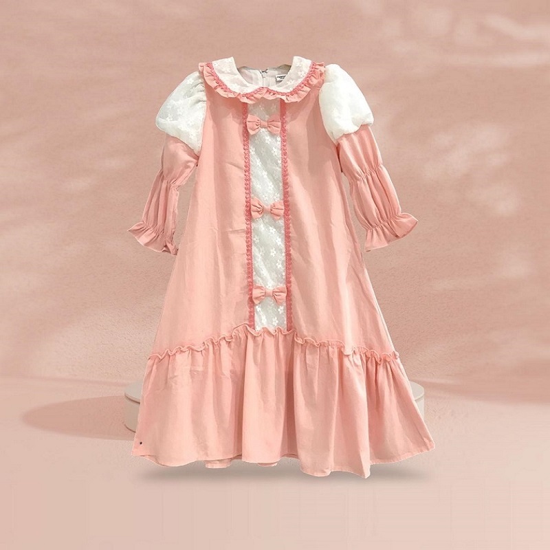 Princessa Flami Cotton Orange Bow Muslim Dress G1305