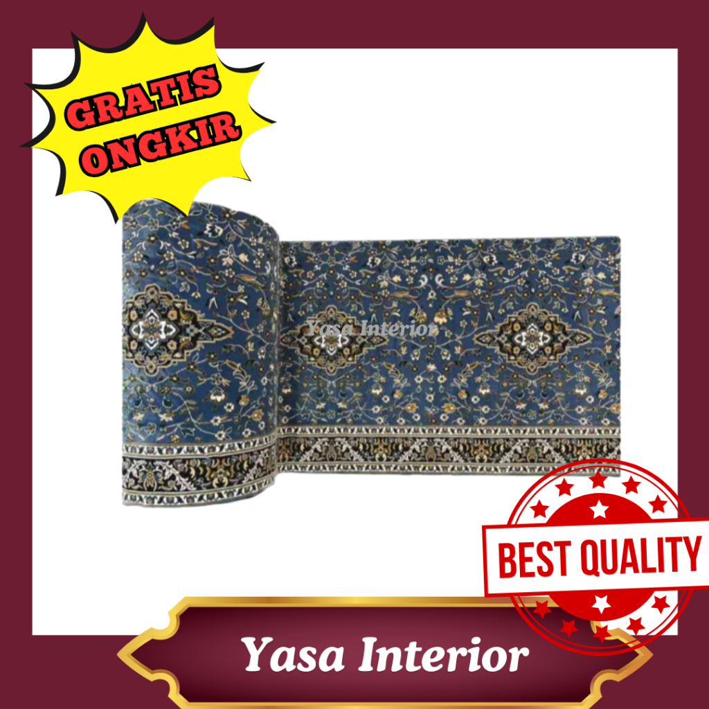 Karpet Masjid Turki Meteran Royal Raudah Sajadah Mushola Tebal 22mm sangat Nyaman dan Lembut