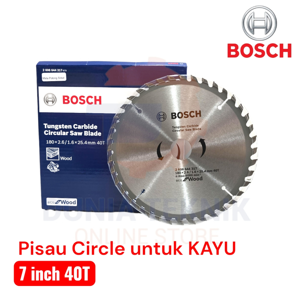 BOSCH Mata Gergaji Kayu 7" x 40T BOSCH ECO Mata Circular Saw Blade TCT 7 inch Pisau Potong Circular 