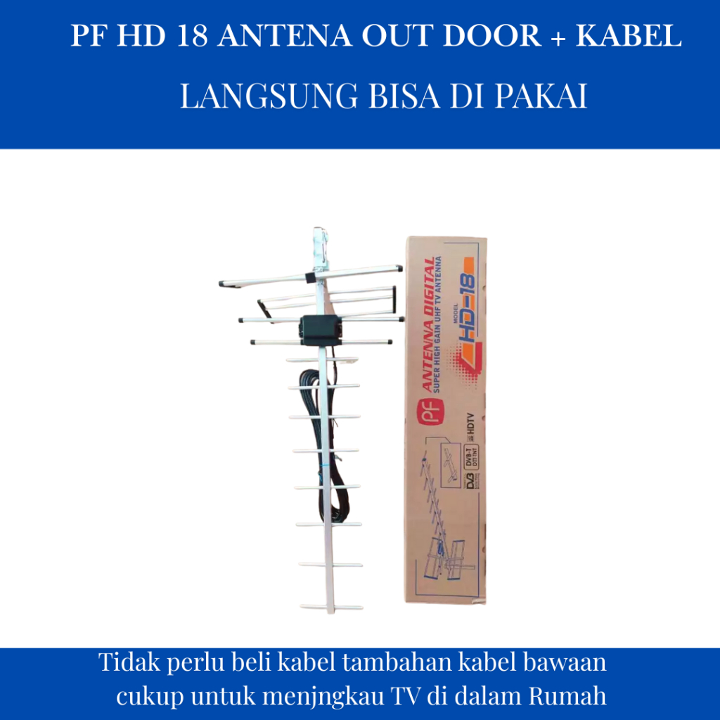 ANTENA TV DIGITAL PF-HD 18 ANTENA OUTDOOR+ KABEL /ANTENA TV LUAR