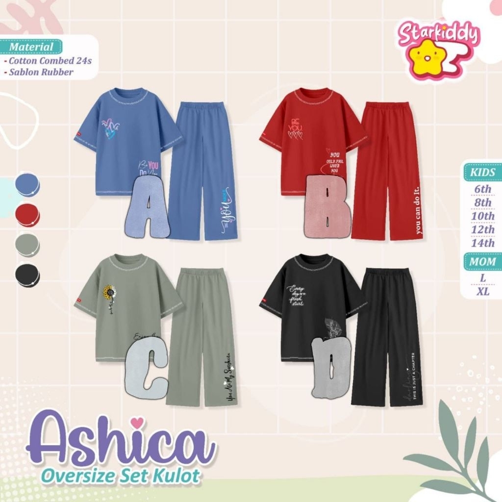 oversize set kulot ashica | setelan kulot couple anak ibu | setelan celana anak dan ibu