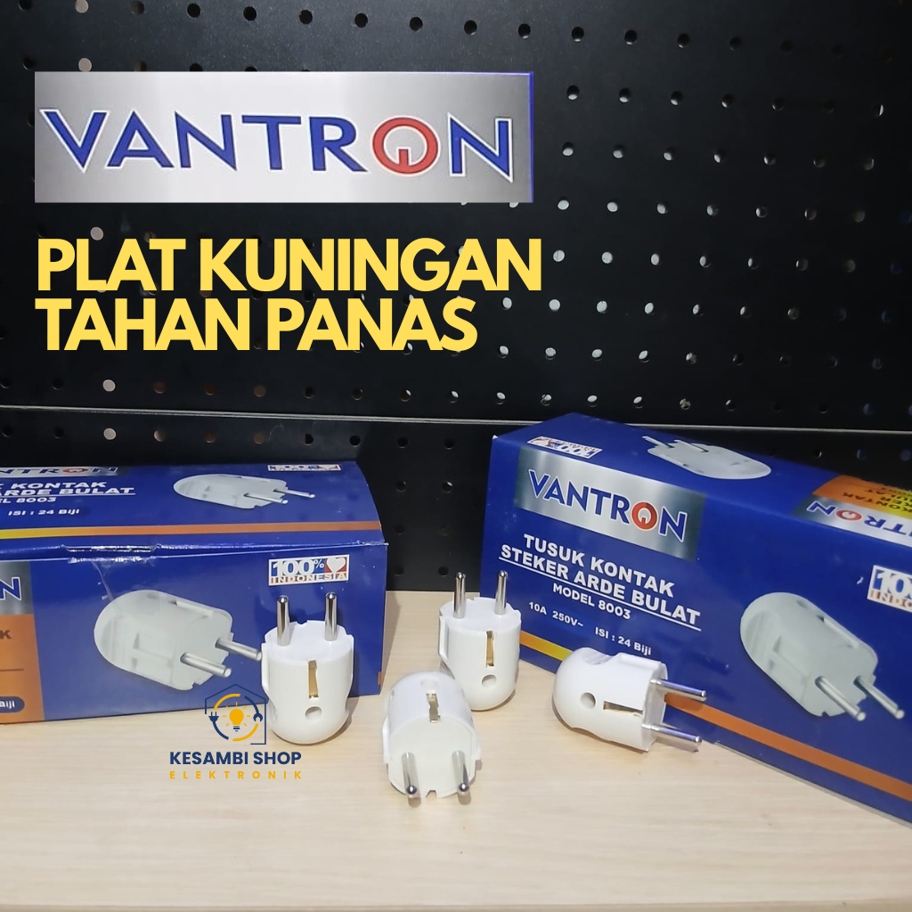 STEKER ARDE KUNINGAN STEKER BULAT SNI / COLOKAN LISTRIK VANTRON TERMINAL KUNINGAN