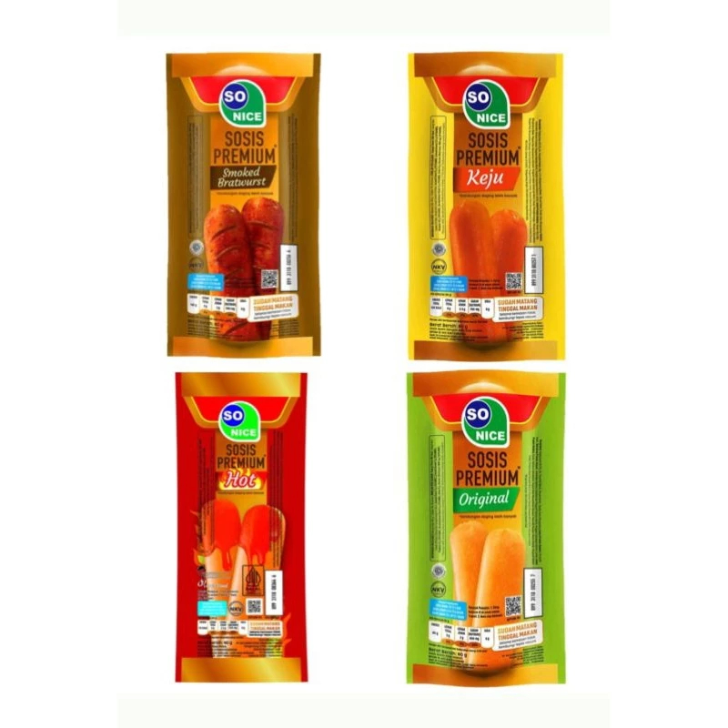 

[PALING MURAH DI SHOPEE] [PER BOX] SO NICE Sosis Premium Kemasan Box isi 60gr x 10 pcs | Original | Keju | Hot | Smoked Bratwurst