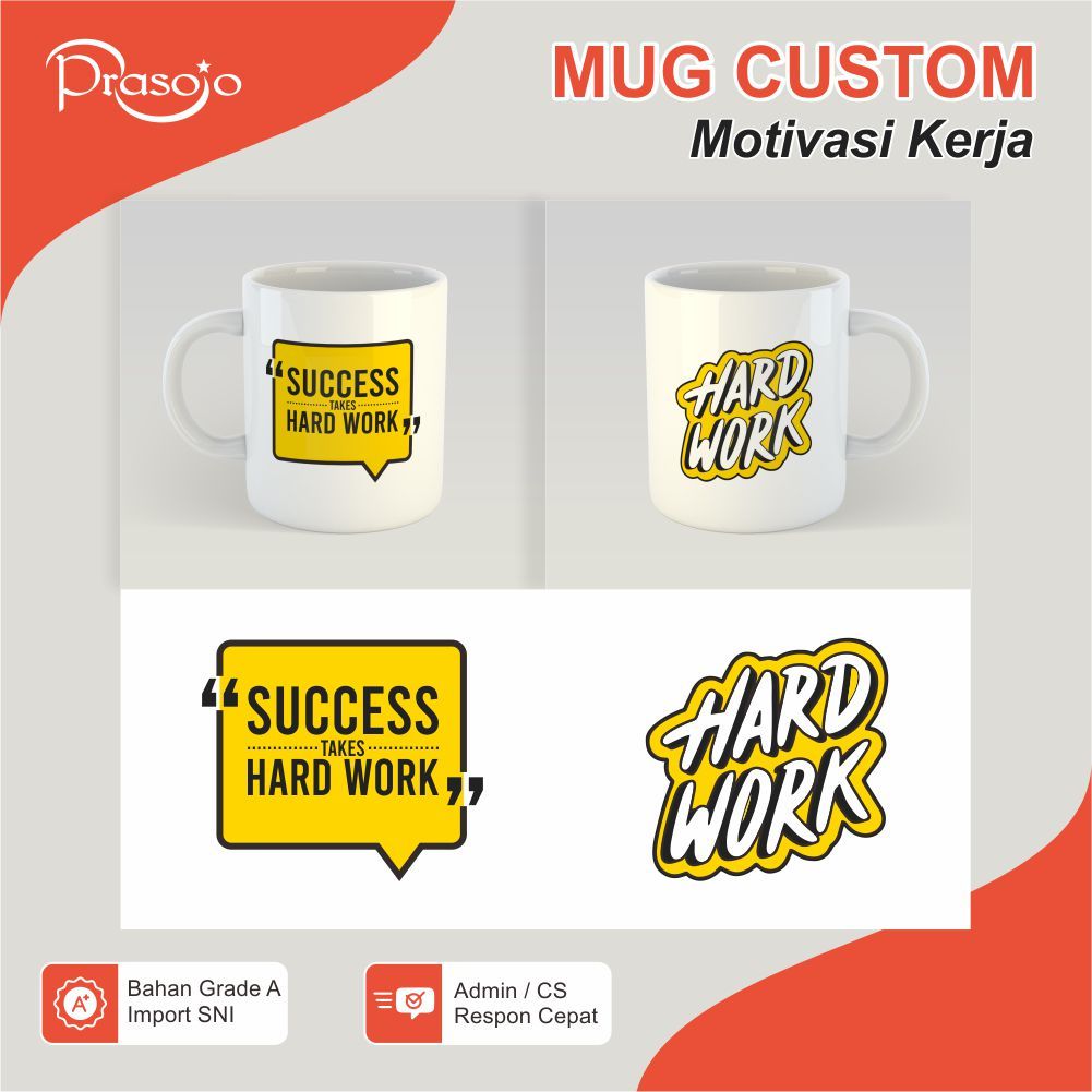 Mug Custom "Kerja Keras & Kerja Cerdas" – Motivasi Harian untuk Semangat Kerja