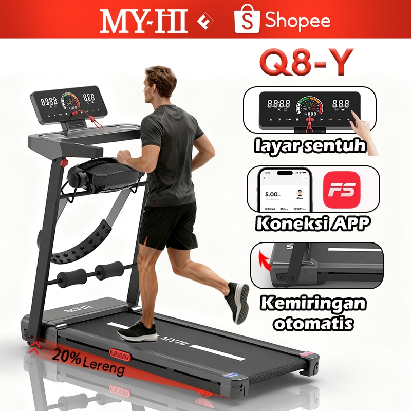 Ready Stock MY-HI Treadmill Portable Q8 Dasbor digital Treadmill electric low watt Treadmill