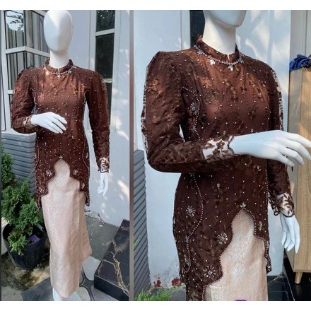 Set Kebaya Modern Tunik Brokat Full Payet Kebaya Lamaran Bahan Tile Model Terbaru