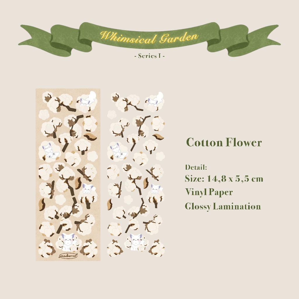 

Cotton Flower Sticker Sheet || Mini Deco Journal Sticker Sheet by Snowberriez
