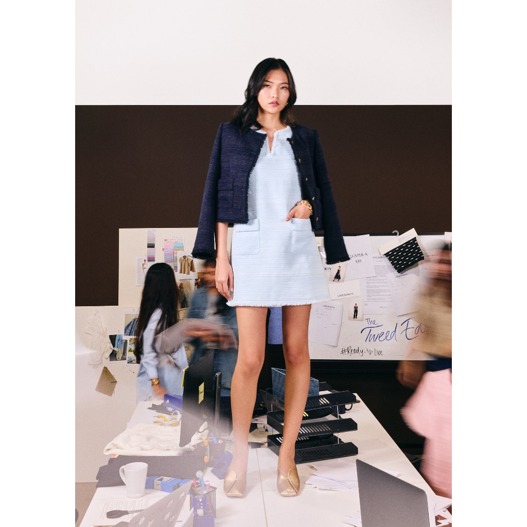 Love Bonito - Dress Wanita - Mahita Jacquard Tweed A-line Mini Dress - Ice Blue