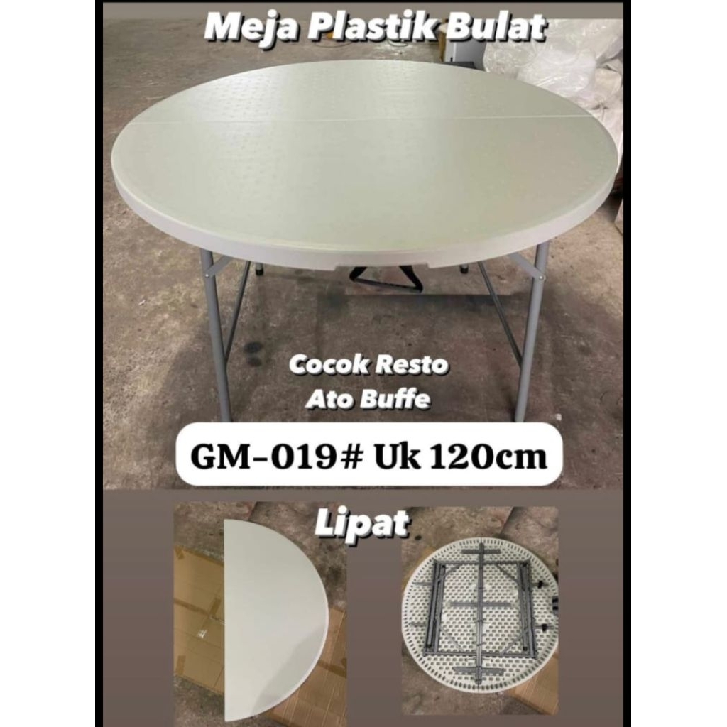 meja plastik bulat UK 90/90 lipat Gm-019 khusus Batam