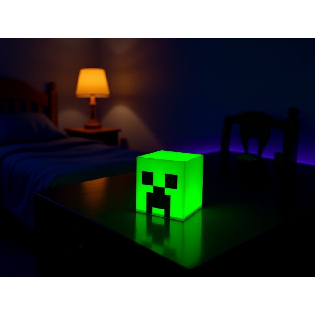 Lampu tidur minecraft Creeper | minecreaft creeper lamp | Lampu creeper | minecraft creeper lightbox
